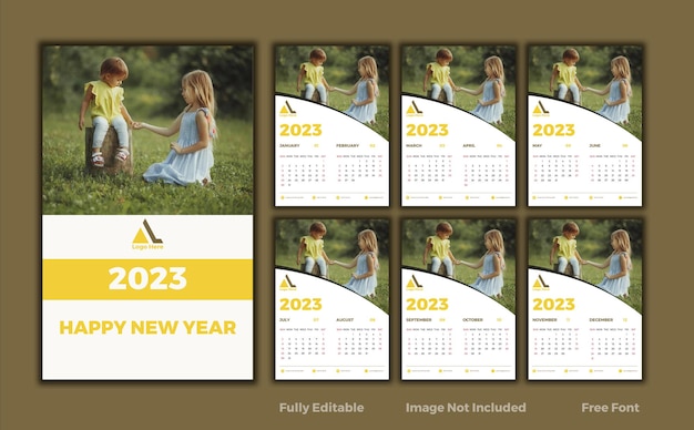 Wall Calendar Happy new year 2023