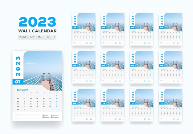 Wall Calendar Schedule 2023 Or Happy New Year Modern Wall Calendar 2023 Template Design.