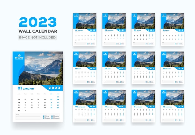 Wall Calendar Schedule 2023 Or Happy New Year Modern Wall Calendar 2023 Template Design.