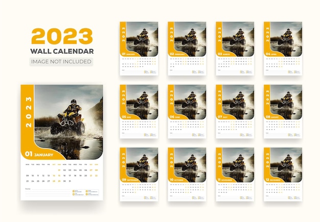 Wall Calendar Schedule 2023 Or Happy New Year Modern Wall Calendar 2023 Template Design.