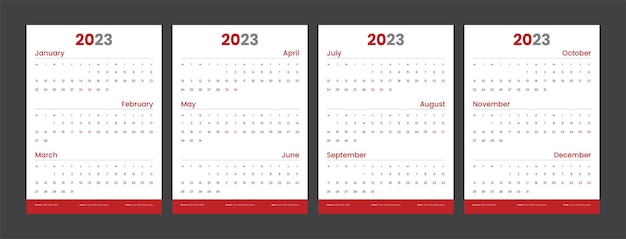 Wall Calendar Template for 2023 Year Vector illustration Layout Design, Calendar in Minimalist Style