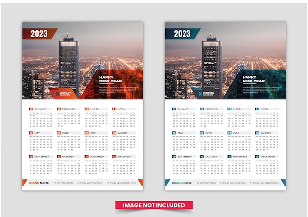 Wall calendar template 2023