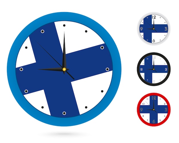 Wall Clock Design with National Flag of Finland Four different design