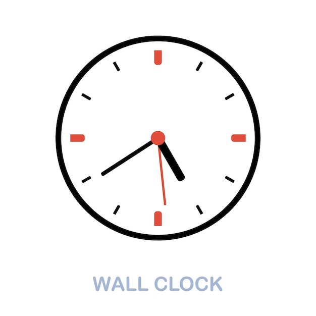 Wall Clock flat icon Colored element sign from office tools collection Flat Wall Clock icon sign for web design infographics and more