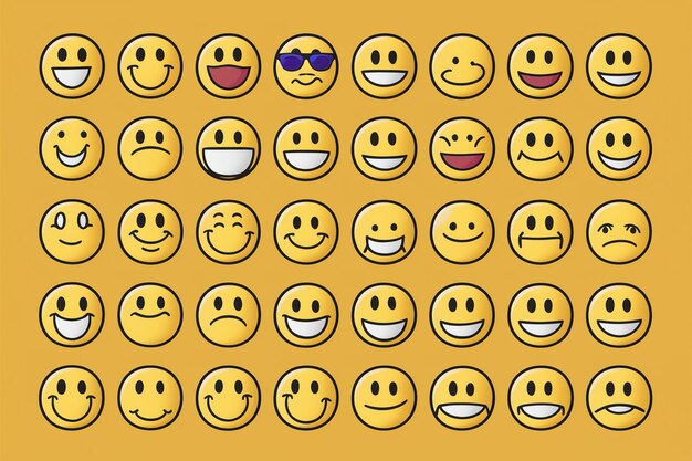 Vector a wall of smiley faces with a yellow background