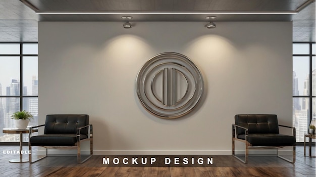 Vector a wall with a round logo that says  sculptia design  on it