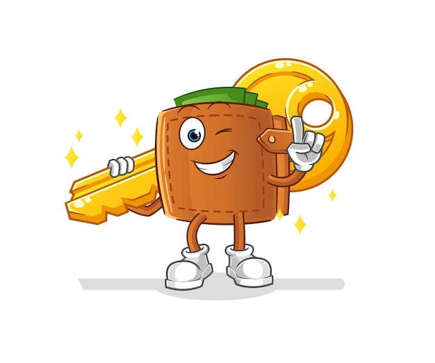 Wallet carry the key mascot. cartoon vector