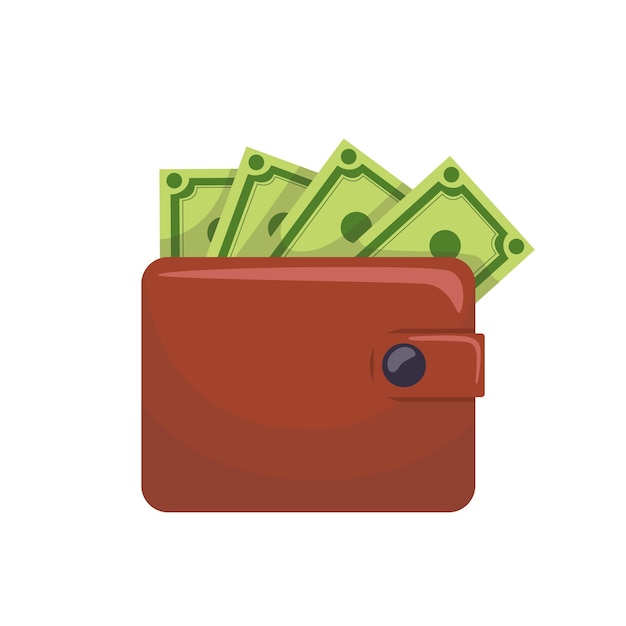 Wallet cash cartoon vector illustration