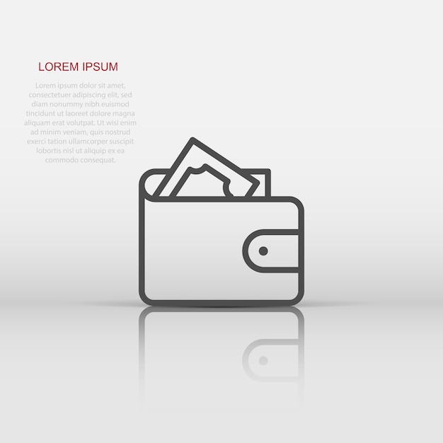 Wallet icon in flat style Purse vector illustration on white isolated background Finance bag business concept