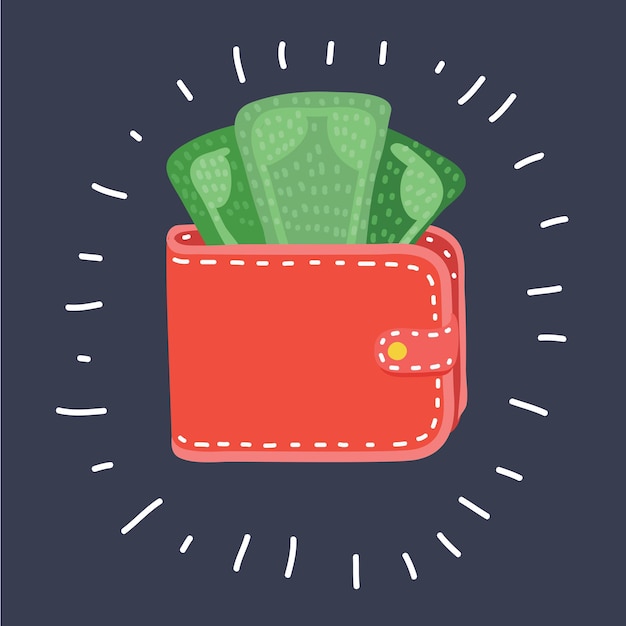 Wallet icon vector money icon vector wallet with money icon flat