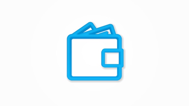 Wallet money finance bank and shopping realistic icon 3d line vector illustration Top view