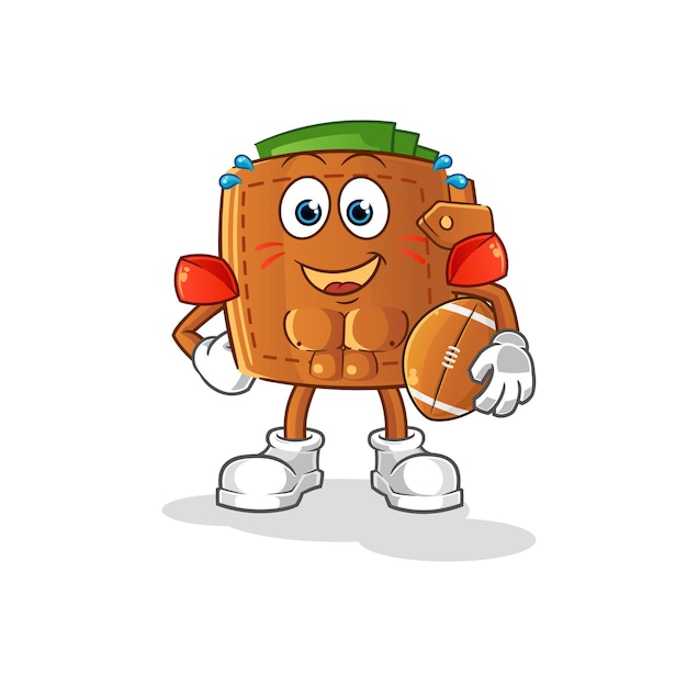 wallet playing rugby character. cartoon mascot vector