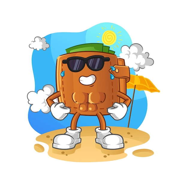 Wallet sunbathing in summer character vector