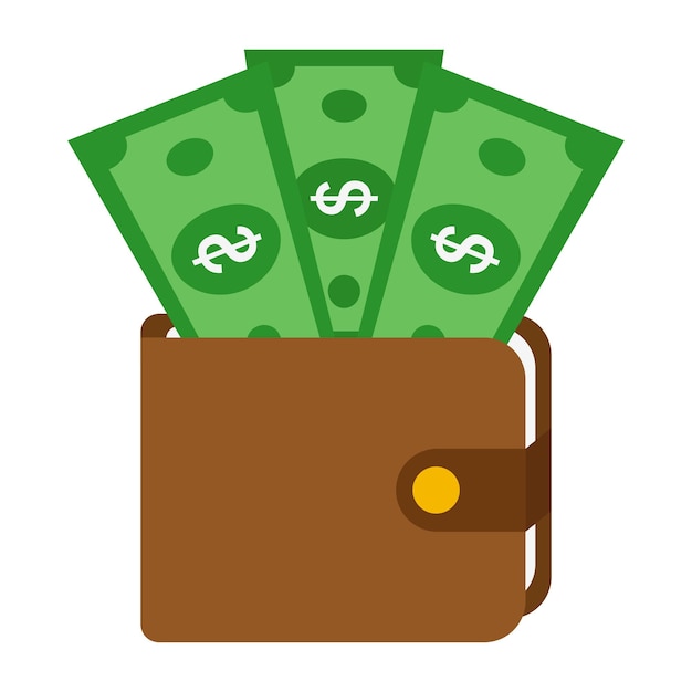 Wallet with money icon.