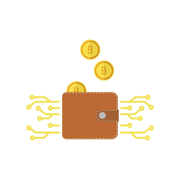 Wallet with virtual currency in flat style vector