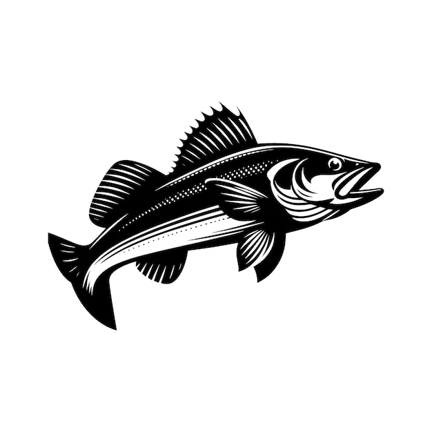 Walleye of silhouette vector clip art