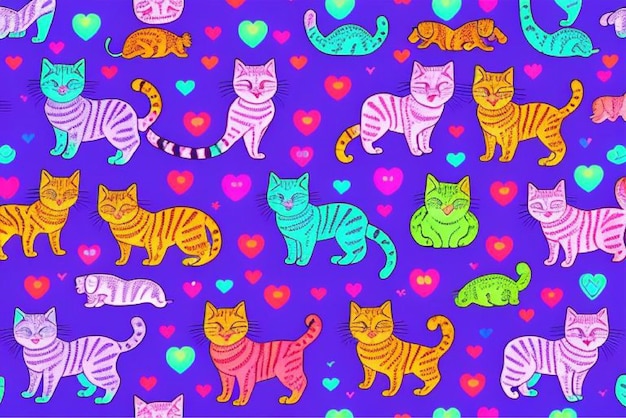 Vector a wallpaper of cats and hearts with the words cats and hearts on them