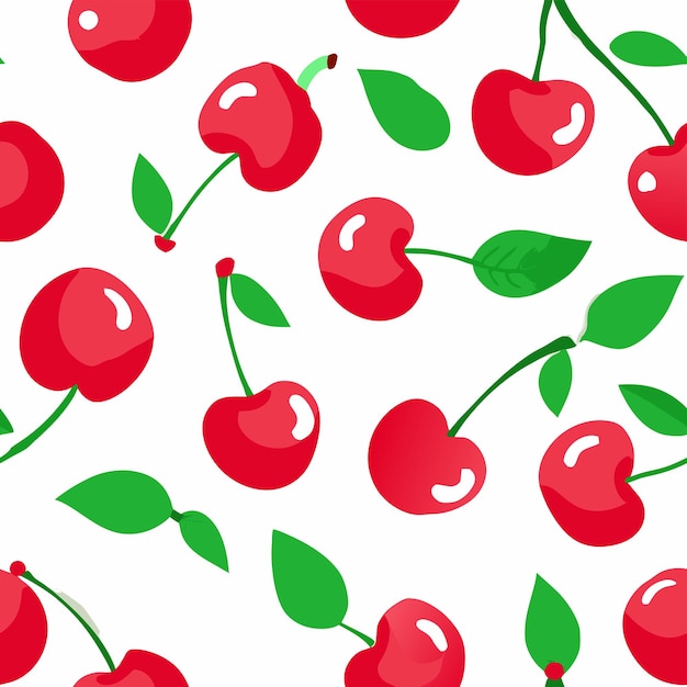 a wallpaper with cherries and a strawberry