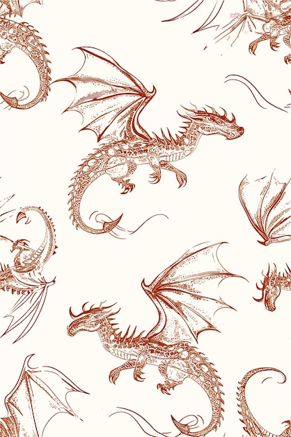 Vector a wallpaper with dragons and dragons