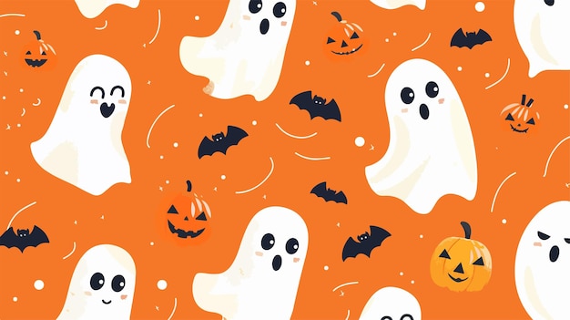 Vector a wallpaper with ghost faces and bats on it