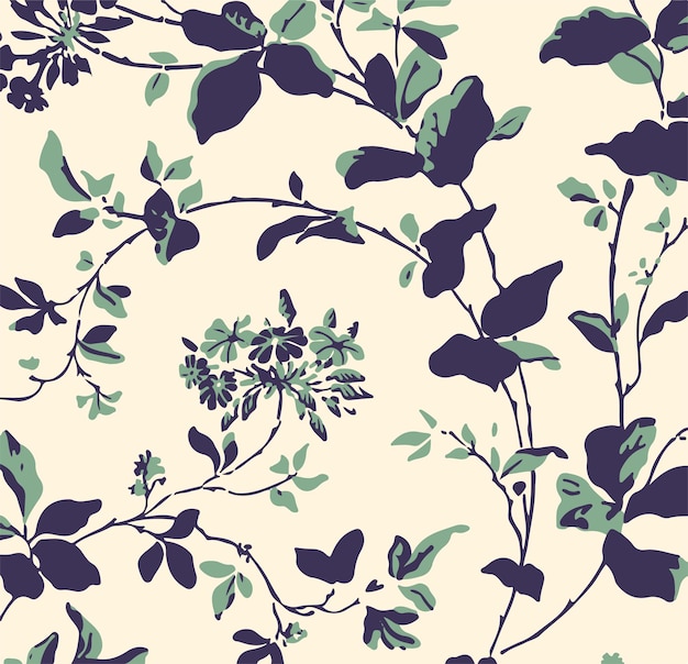 a wallpaper with green leaves and flowers