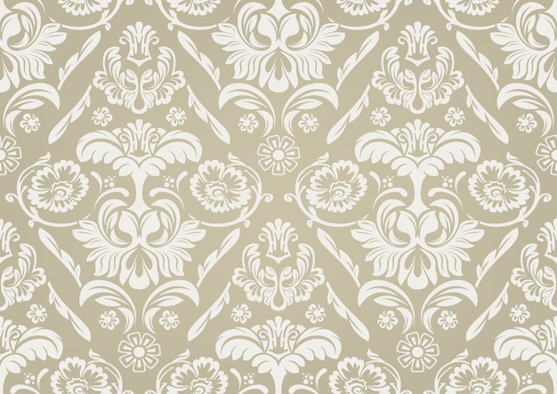 Wallpaper with White Damask Pattern