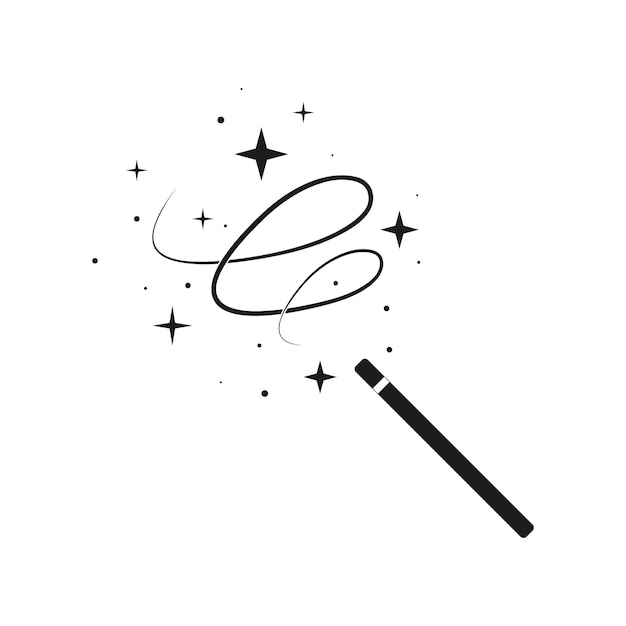 Wand magic stick icon vector template Magic wand wizard vector icon movement with stars