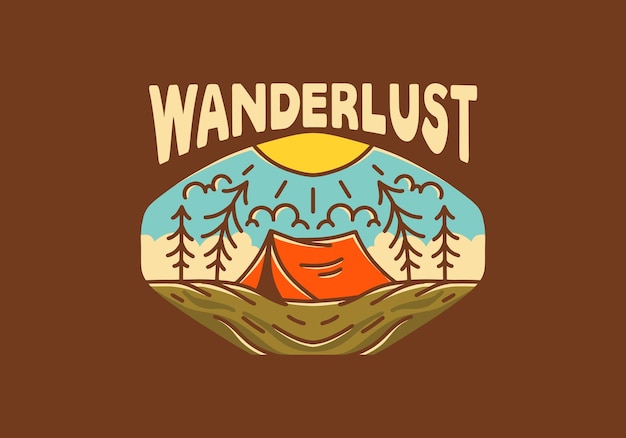 Wanderlust camping illustration badge design