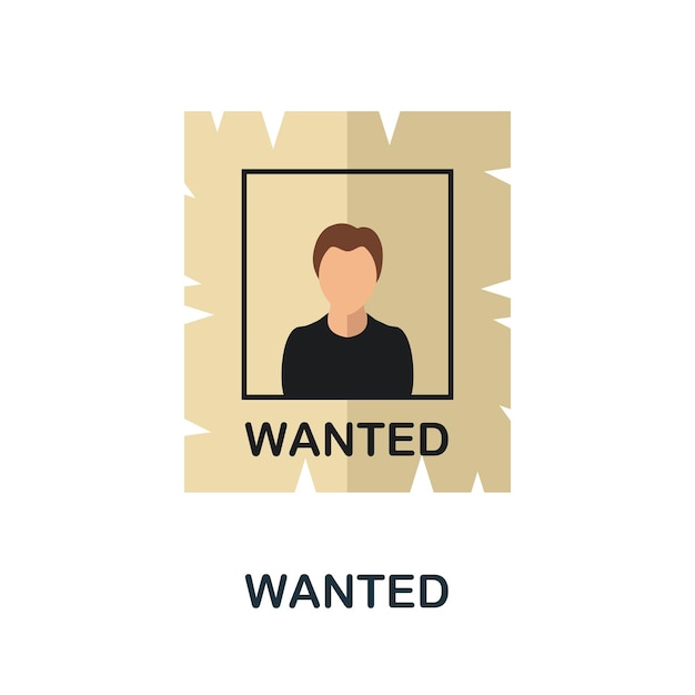 Wanted flat icon Color simple element from wild west collection Creative Wanted icon for web design templates infographics and more