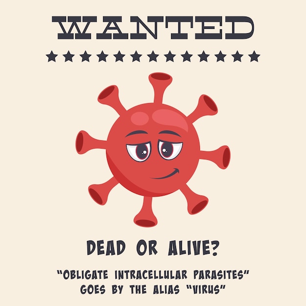 Wanted poster with virus being hunted