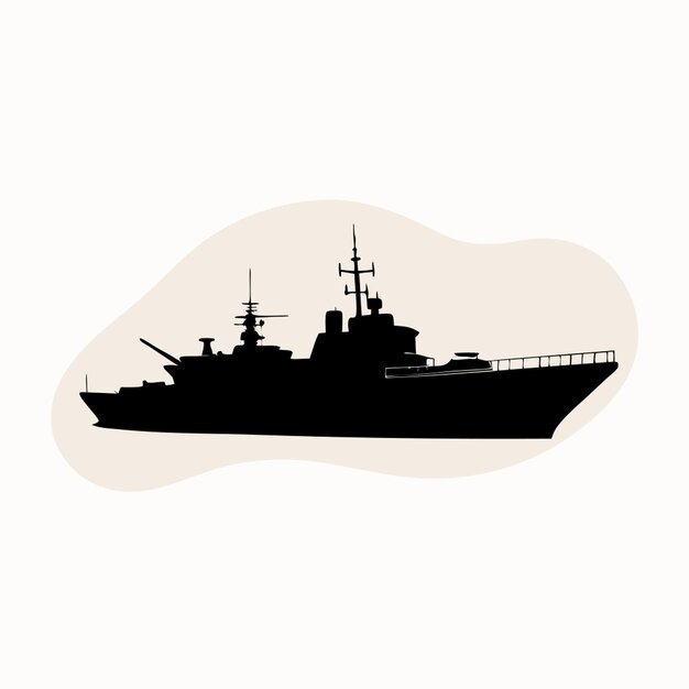 Vector war ship silhouette vector illustration line circuit