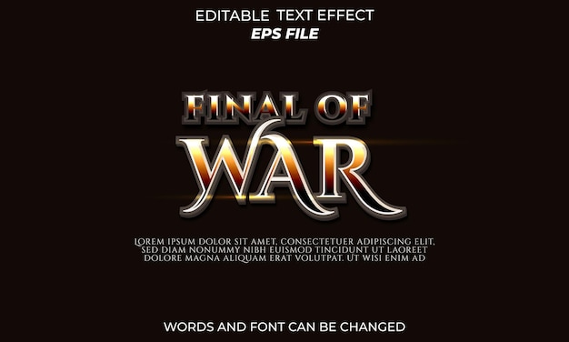 war text effect font editable typography 3d text