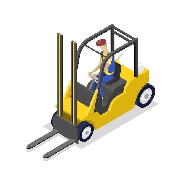 Warehouse forklift isometric 3D illustration