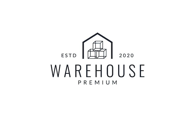 Warehouse or storage line outline simple logo vector icon illustration