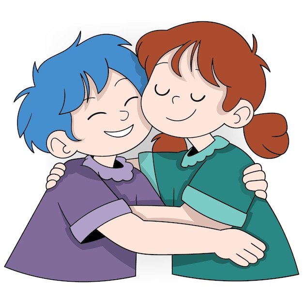 Vector warm embrace of friendship