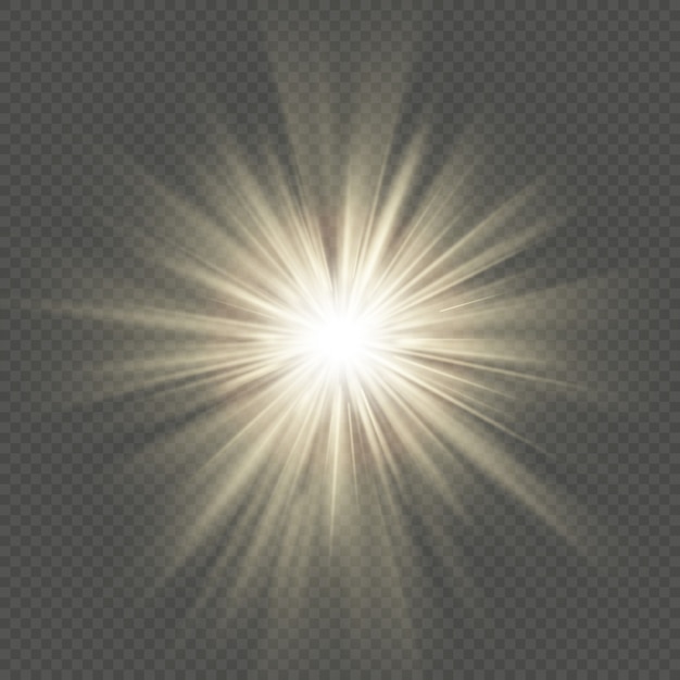 Warm glow star burst flare explosion transparent light effect.