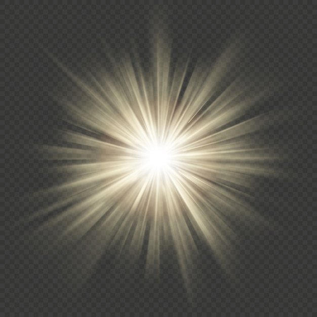 Warm glow star burst flare explosion transparent light effect. 