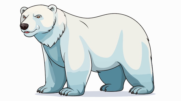 Vector warm gradient line drawing of cartoon polar bear