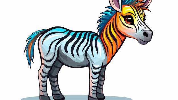 Warm Gradient Line Drawing of a Cute Zebra