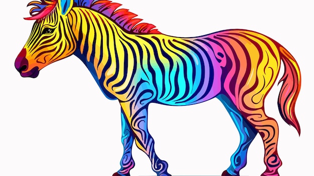 Warm Gradient Line Drawing of a Cute Zebra