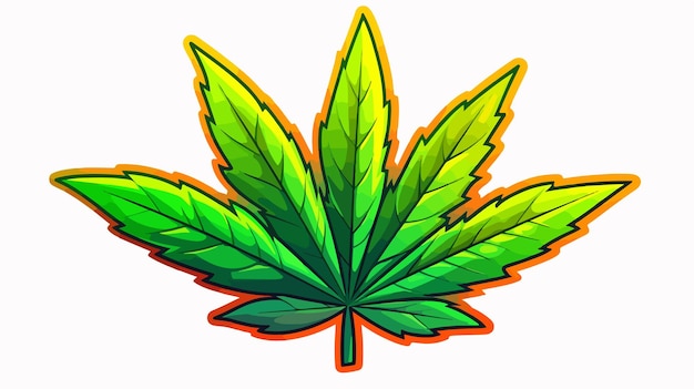 Vector warm gradient marijuana cartoon line drawing