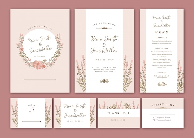 Warm Pastel Floral Wedding Invitation Pack