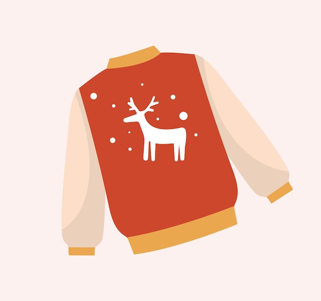 Warm red sweater with deer