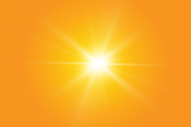 Warm sun on a yellow background. Leto.bliki solar rays.range yellow background.