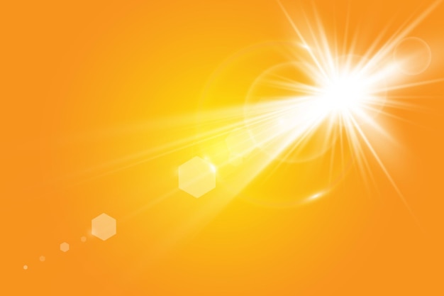 Warm sun on a yellow background. Leto.bliki solar rays.range yellow background