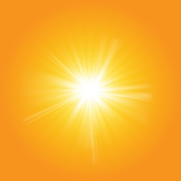 Warm sun on a yellow background. sun rays.Light effect.