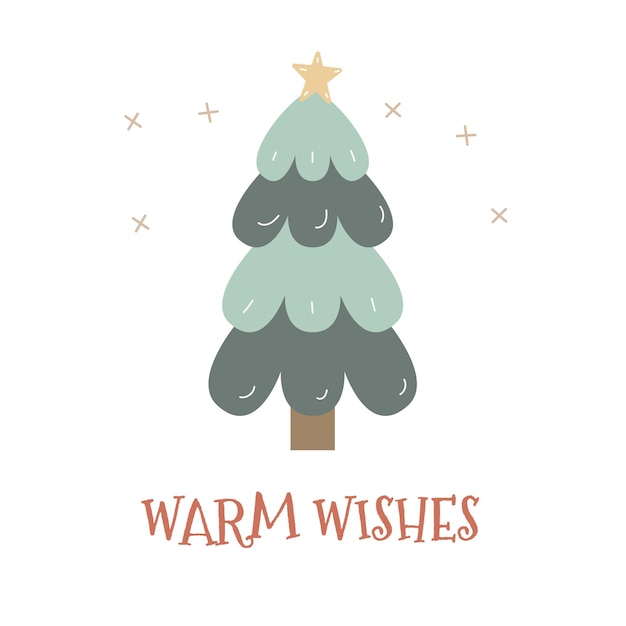 Warm wishes Holiday card and invitation with Christmas tree