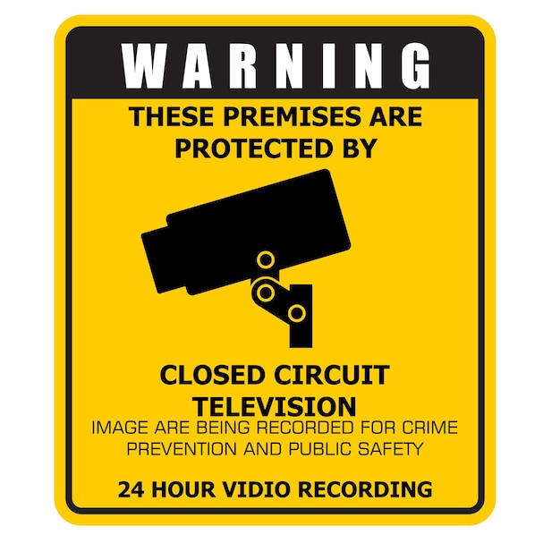 Warning 24 hour vidio recording sticker vector