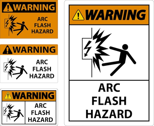 Vector warning arc flash hazard sign on white background