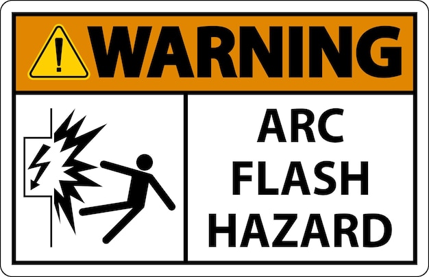 Vector warning arc flash hazard sign on white background